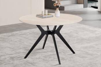 Ronde eettafel keramiek travertin look 120 cm