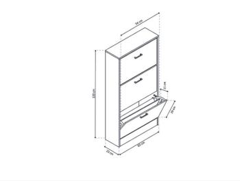 schoenenkast wit 3 kleppen