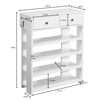 witte schoenenkast met laden 60 cm