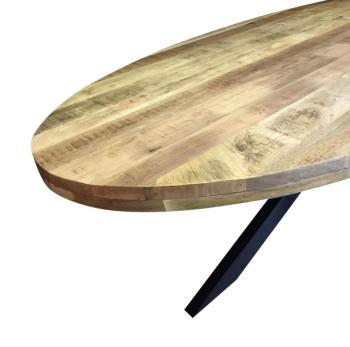 Bovenaanzicht tafel ovaal mangohout 210 cm