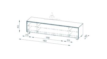 soundboard grijs glas 180 cm