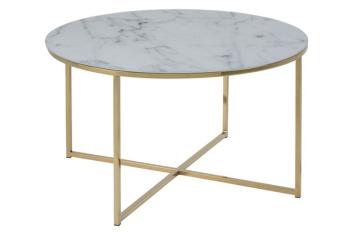 ronde salontafel marmerlook wit goud -80 cm