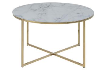 ronde salontafel marmerlook wit goud -80 cm