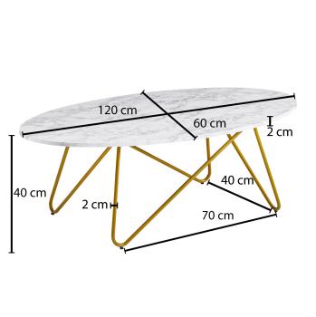 ovale salontafel wit marmerlook 120 cm