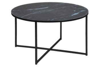 ronde salontafel marmerlook zwart-80 cm