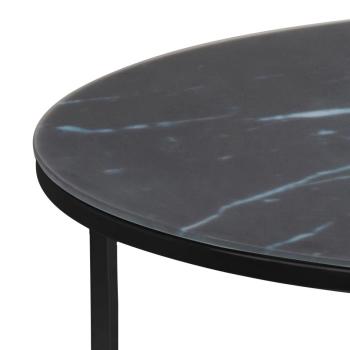 ronde salontafel marmerlook zwart-80 cm
