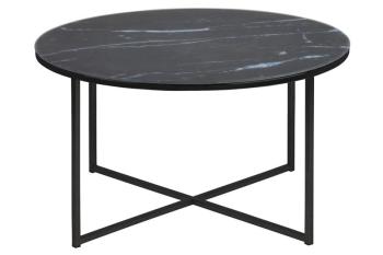 ronde salontafel marmerlook zwart-80 cm