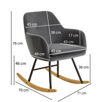 schommelstoel grijs velours