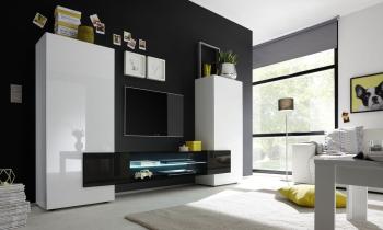 hoogglans wandmeubel wit/zwart