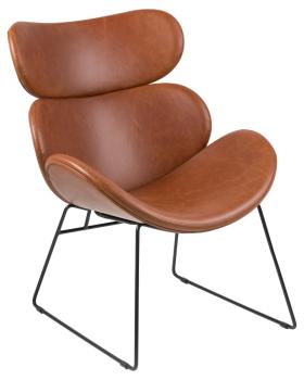 Trendy design fauteuil cognac zwart