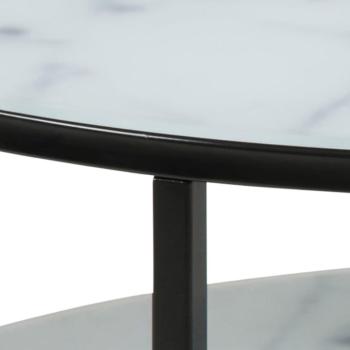 ronde salontafel wit marmerlook zwart-80 cm