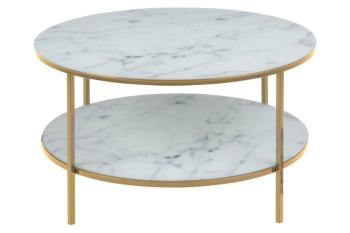 salontafel rond marmerlook wit goud -80 cm