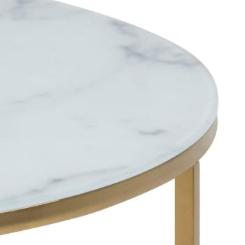 salontafel rond marmerlook wit goud -80 cm