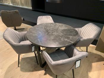 ronde eettafel zwart marmer look