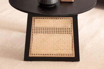 Salontafel zwart mangohout rotan 65 cm