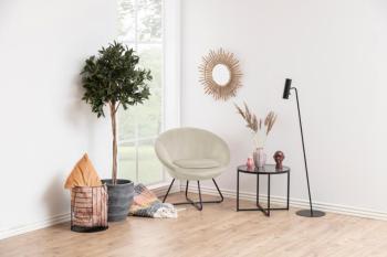 trendy fauteuil beige fluweel