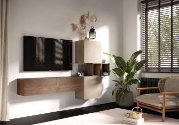 Wandmeubel combinatie argilla mercure eiken 222 cm