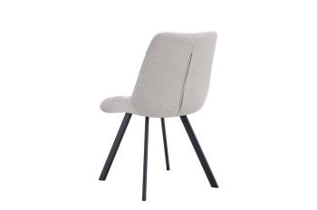 Eetkamerstoel beige stof met stikselmotief