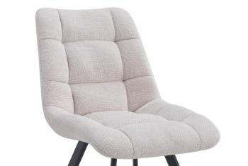 Eetkamerstoel beige stof met stikselmotief