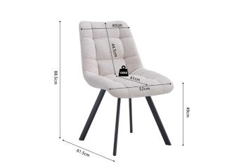 Eetkamerstoel beige stof met stikselmotief