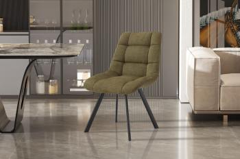 eetkamerstoel groen met blokmotief stiksels