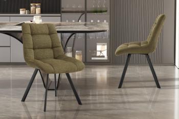 eetkamerstoel groen met blokmotief stiksels