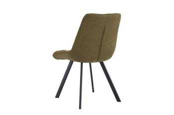 eetkamerstoel groen met blokmotief stiksels