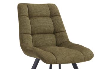 eetkamerstoel groen met blokmotief stiksels