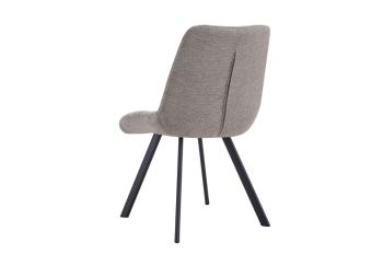 eetkamerstoel lichtgrijs stof met blokmotief stiksels