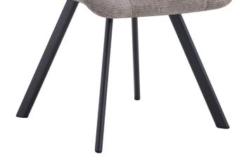 eetkamerstoel lichtgrijs stof met blokmotief stiksels