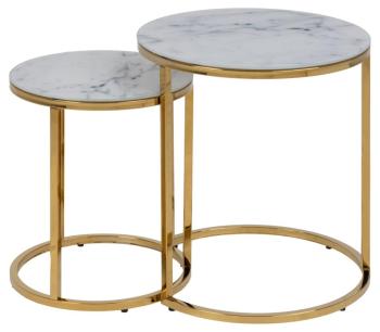 ronde tafelset marmerlook wit goud