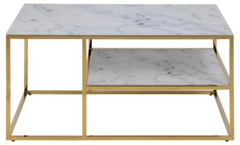 salontafel marmerlook wit goud 90 cm