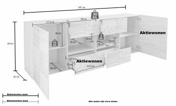 miro dressoir antraciet 241 cm