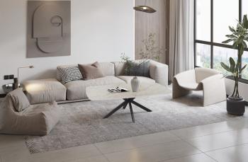 Salontafel Deens ovaal glanzend beige keramiek 130 cm