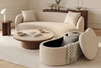Opberg zitbankje beige boucle 120 cm