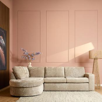 Hoekbank beige met longchair links 264x192 cm