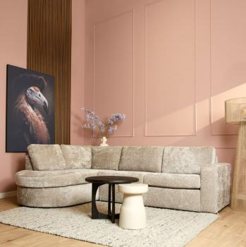 Hoekbank beige met longchair links 264x192 cm
