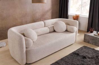 bankstel bouclé beige 3-zits 198 cm