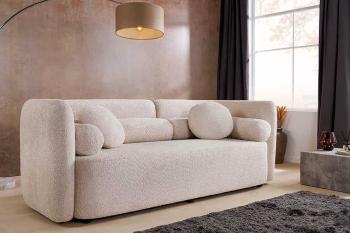 bankstel bouclé beige 3-zits 198 cm