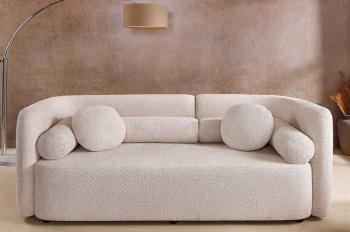 bankstel bouclé beige 3-zits 198 cm