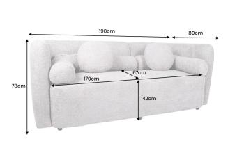 bankstel bouclé grijs 3-zits 198 cm
