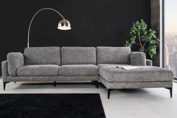 bankstel donkergrijs met longchair rechts 292 cm