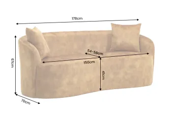 Bankstel geel fluweel 2-zits 178 cm