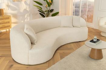 Bankstel bouclé stof beige 230 cm