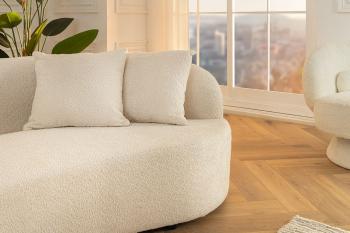 Bankstel bouclé stof beige 230 cm