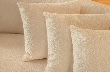 Bankstel bouclé stof beige 230 cm