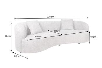 Bankstel bouclé stof beige 230 cm