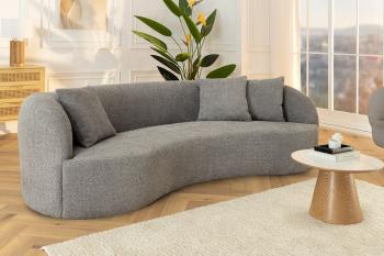 Bankstel bouclé stof grijs 230 cm