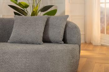 Bankstel bouclé stof grijs 230 cm