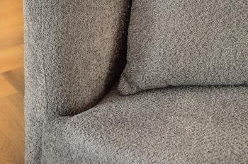 Bankstel bouclé stof grijs 230 cm